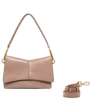 Gianni Chiarini Diva Leren Gevlochten Schoudertas Met Band - Roze