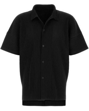 Homme Plissé Issey Miyake Monthly Colours May Plissé-Effect Short-Sleeve Shirt - Black