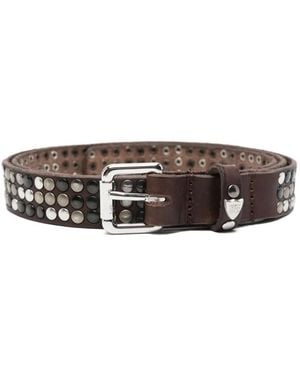 HTC Studded Leather Belt - ブラウン