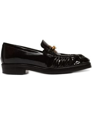 Balmain Glazed Leather Loafers - Black