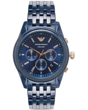Emporio Armani Montre À Détail De Logo 43 Mm - Blue