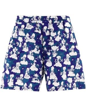 Junya Watanabe X Lousy Livin プリント ショートパンツ - ブルー