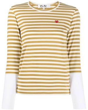COMME DES GARÇONS PLAY ストライプ ロングtシャツ - グリーン