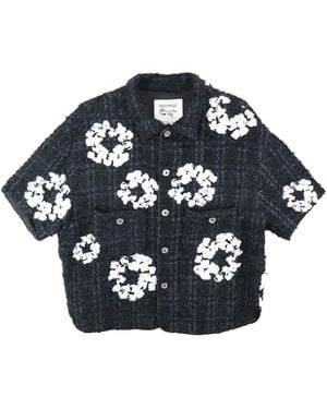 READYMADE Half Wreath-Embellished Tweed Jacket - Blue