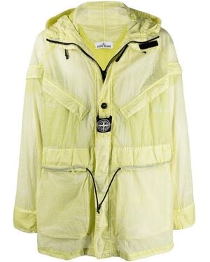 Stone Island Reflective Grid Parka Coat - Green