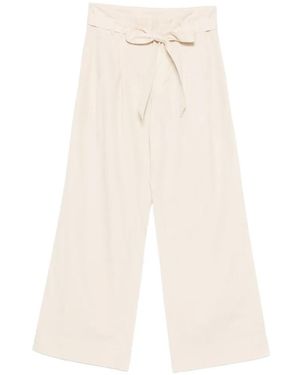Psophia Belted Pleated Pants - White