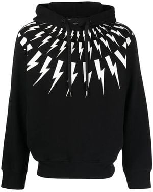 Neil Barrett Thunderbolt Cotton Hoodie - Black
