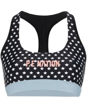 P.E Nation 'dominion' Star Print Panelled Logo Performance Sports Bra - Black
