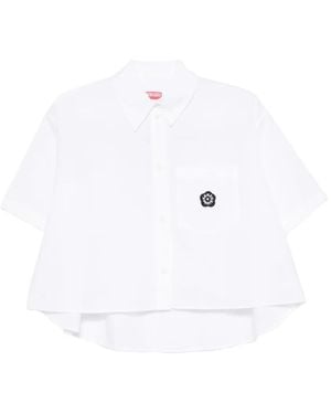 KENZO Logo-Patch Cotton Shirt - White