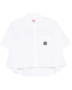 KENZO Logo-Patch Cotton Shirt - White
