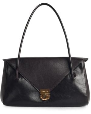 Marni East West Leather Shoulder Bag - Black