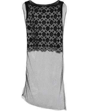 Gemy Maalouf Geometric-Pattern Mesh Top - Black