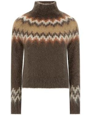 PT Torino Fair Isle High-Neck Jumper - Brown