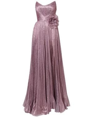 IRIS SERBAN Polka-Dot Pleated Maxi Dress - Purple