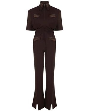 Violante Nessi Duse Strong Collar Split Jumpsuit - Brown