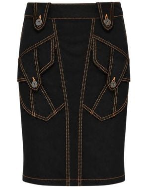 VAQUERA Contrast-Stitch Ruffled Skirt - Black