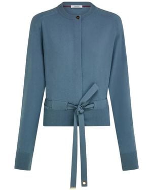 Ferragamo Cardigan With Ribbon Detail - Blue