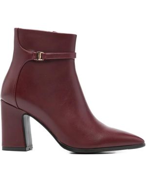 Exe' Strap Leather Boots - Purple