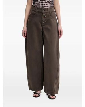 Miss Sixty Button-Fly Mid-Rise Wide-Leg Jeans - Brown