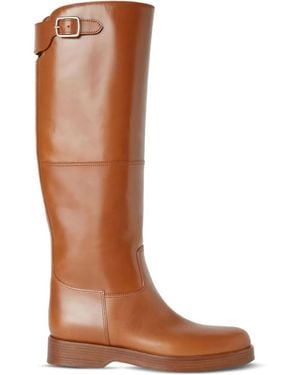Loro Piana Buckle-Fastening Calfskin Boots - Brown