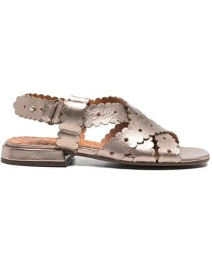 Chie Mihara Scalloped-Hem Sandals - Metallic