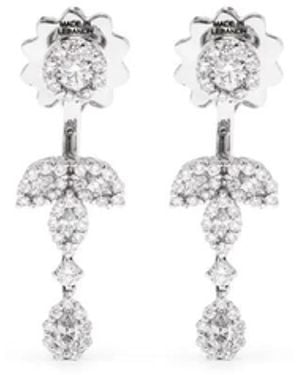 YEPREM 18Kt Witgouden Oorbellen Met Diamanten