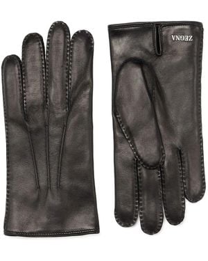 ZEGNA Guantes con placa del logo - Negro