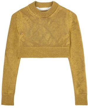 Palm Angels Cropped Laminated Jumper - Yellow