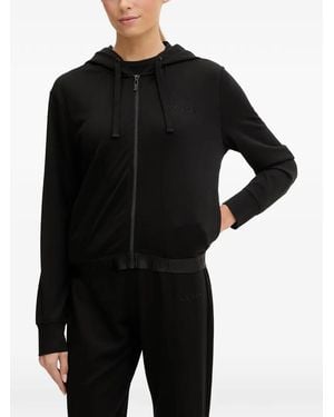 Guess Junie Zip-Up Logo-Embroidered Hoodie - Black