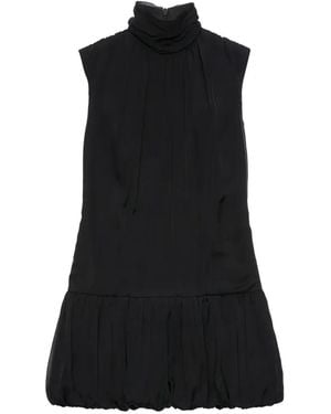 MSGM Funnel-Neck Gathered Mini Dress - Black