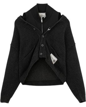 Maison Mihara Yasuhiro Cardigan Im Layering-Look - Schwarz