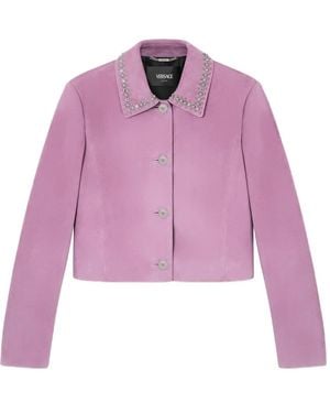 Versace Embellished Suede Jacket - Pink