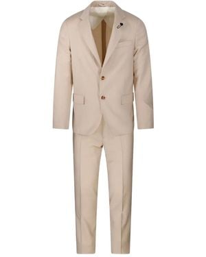 Lardini Three-Button Safety-Pin Suit - Natural