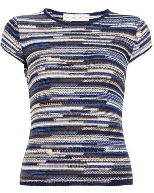 Proenza Schouler Veya Ribbed Striped T-Shirt - Blue