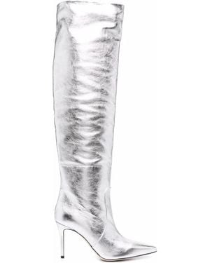 SCAROSSO X Brian Atwood Carra Metallic-Effect Boots - White