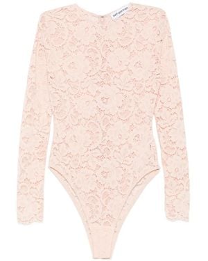 Self-Portrait Floral-Lace Long-Sleeve Top - Pink
