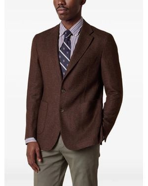 Brooks Brothers Single-Breasted Slub-Texture Blazer - Brown