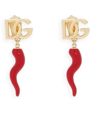 Dolce & Gabbana Pendientes de clip con colgante DG - Metálico