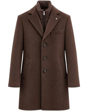 Manuel Ritz Layered Single-Breasted Coat - Brown