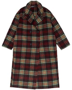 Bimba Y Lola Button-Up Plaid Coat - Brown