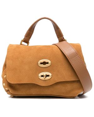 Zanellato Baby Postina Stud-Embellished Leather Tote Bag - Brown