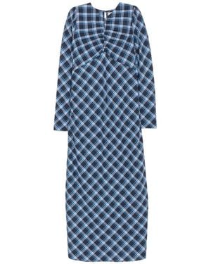 Doen Vestido Largo Begonia A Cuadros - Azul