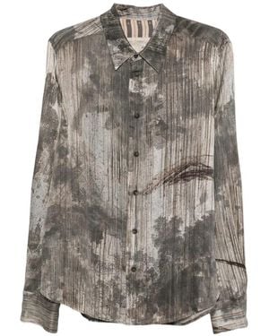 Ziggy Chen Graphic-Print Button-Down Shirt - Gray