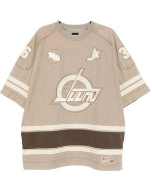Juun.J T-Shirt mit Logo-Stickerei - Natur