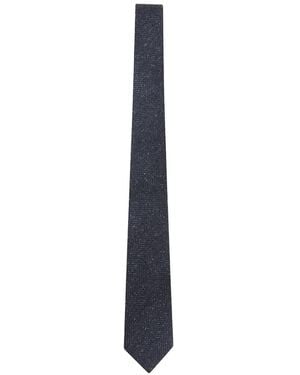 Tagliatore Herringbone-Weave Flecked Tie - White