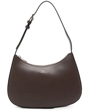 Furla Logo-Lettering Leather Shoulder Bag - Brown