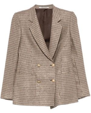 Tagliatore Double-Breasted Check Jacket - Brown