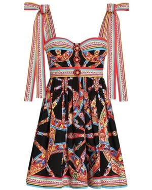 Dolce & Gabbana Carretto-Print Poplin Dress - Red