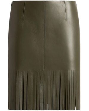 Etro Leather Fringed Mini Skirt - Green