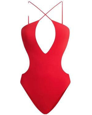Moschino Cut-Out Halterneck Swimsuit - Red